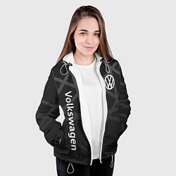 Куртка с капюшоном женская Volkswagen - classic black, цвет: 3D-белый — фото 2