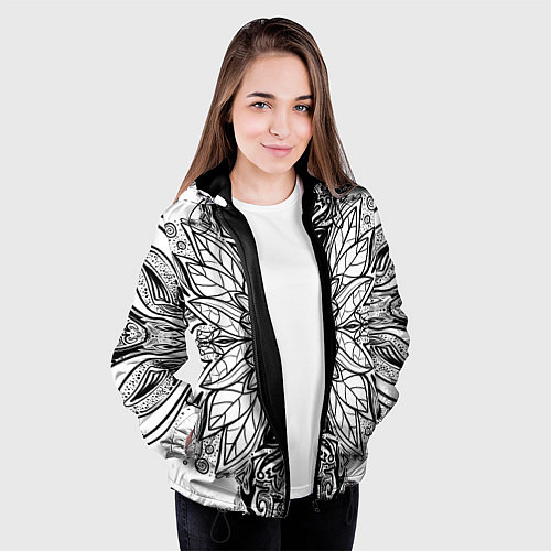 Женская куртка Абстрактный узор сова / 3D-Черный – фото 3