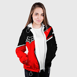 Куртка с капюшоном женская Fox мотокросс - красный, цвет: 3D-белый — фото 2