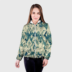 Куртка с капюшоном женская Абстракция светло-зеленый, цвет: 3D-белый — фото 2