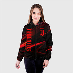 Куртка с капюшоном женская Juventus black red logo, цвет: 3D-черный — фото 2
