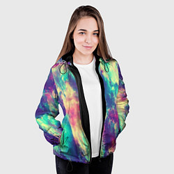 Куртка с капюшоном женская Яркая футболка кислота, цвет: 3D-черный — фото 2