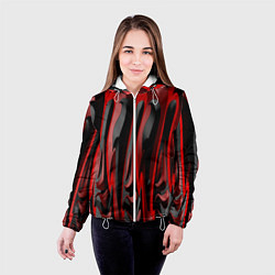 Куртка с капюшоном женская Пластик красно-черный, цвет: 3D-белый — фото 2