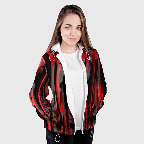 Женская куртка Пластик красно-черный / 3D-Белый – фото 3