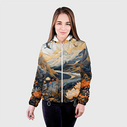 Куртка с капюшоном женская Солнечное утро в цветущих горах, цвет: 3D-белый — фото 2