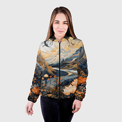 Куртка с капюшоном женская Солнечное утро в цветущих горах, цвет: 3D-черный — фото 2