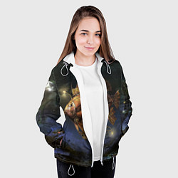 Куртка с капюшоном женская Рыба-дирижабль в ночи, цвет: 3D-белый — фото 2