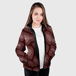 Куртка с капюшоном женская Кофейный камуфляж, цвет: 3D-черный — фото 2