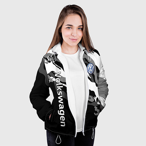 Женская куртка Фольцваген - белый камуфляж / 3D-Белый – фото 3