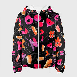 Куртка с капюшоном женская Яркие маркеры, цвет: 3D-белый