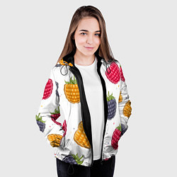 Куртка с капюшоном женская Разноцветная малина, цвет: 3D-черный — фото 2