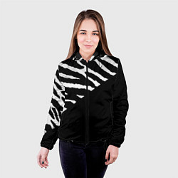Куртка с капюшоном женская Полосы зебры с черным, цвет: 3D-черный — фото 2