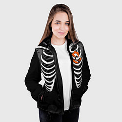 Куртка с капюшоном женская Скелет: ребра с лисой, цвет: 3D-черный — фото 2