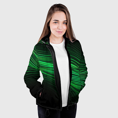 Женская куртка Green neon lines / 3D-Черный – фото 3