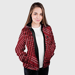 Куртка с капюшоном женская Красная кибер паутина, цвет: 3D-черный — фото 2