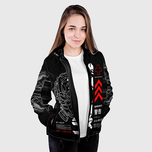 Женская куртка Кибер арт в Японском стиле / 3D-Черный – фото 3