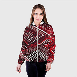 Куртка с капюшоном женская Кибер линии красный-белый, цвет: 3D-белый — фото 2