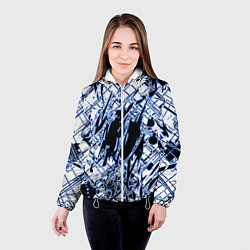 Куртка с капюшоном женская Кибернетическая клякса синяя, цвет: 3D-белый — фото 2