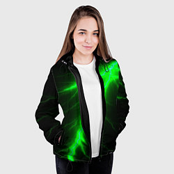 Куртка с капюшоном женская Зеленый разряд молнии, цвет: 3D-черный — фото 2