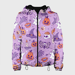 Куртка с капюшоном женская Halloween pattern арт, цвет: 3D-черный