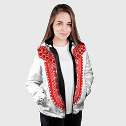 Куртка с капюшоном женская Красная славянская вышиванка, цвет: 3D-черный — фото 2