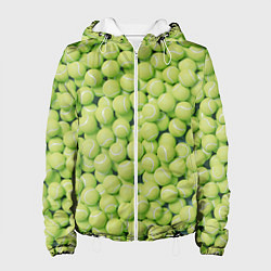 Куртка с капюшоном женская Узор из теннисных мячей, цвет: 3D-белый