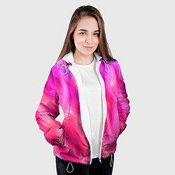 Куртка с капюшоном женская Pink abstract texture, цвет: 3D-белый — фото 2