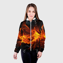 Куртка с капюшоном женская Пламя костра, цвет: 3D-белый — фото 2