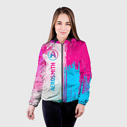 Куртка с капюшоном женская Aerosmith neon gradient style: по-вертикали, цвет: 3D-черный — фото 2