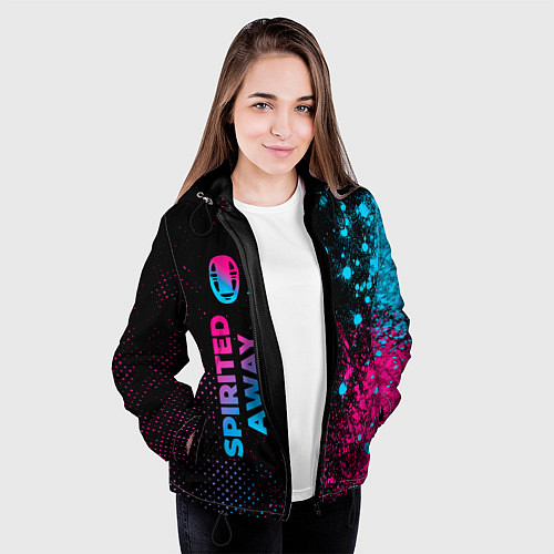 Женская куртка Spirited Away - neon gradient: по-вертикали / 3D-Черный – фото 3