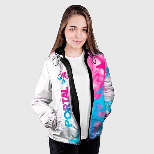 Женская куртка Portal neon gradient style: по-вертикали / 3D-Черный – фото 3