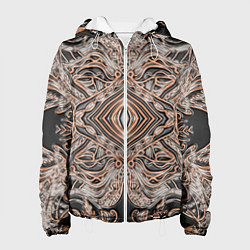 Куртка с капюшоном женская Выпуклая мандала на тиснённой коже, цвет: 3D-белый