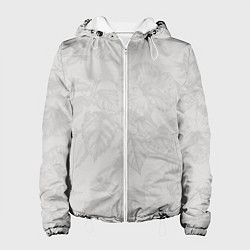 Куртка с капюшоном женская Цветы в бежевых тонах, цвет: 3D-белый