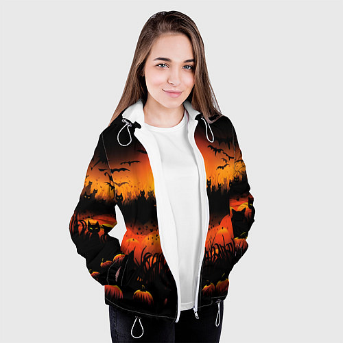 Женская куртка Кошки хэллоуина / 3D-Белый – фото 3