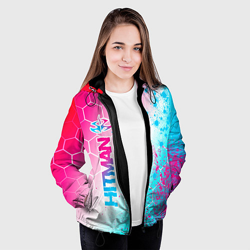 Женская куртка Hitman neon gradient style: по-вертикали / 3D-Черный – фото 3