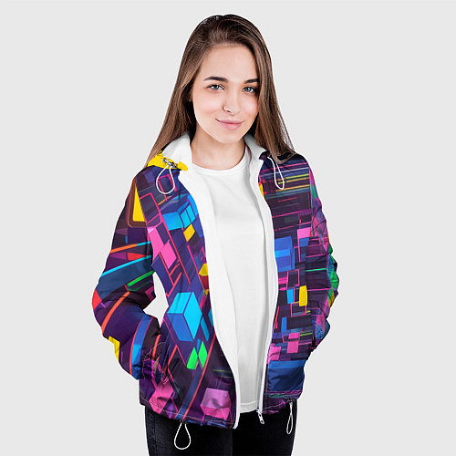 Женская куртка Пространство с кубами / 3D-Белый – фото 3