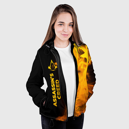 Женская куртка Assassins Creed - gold gradient: по-вертикали / 3D-Черный – фото 3