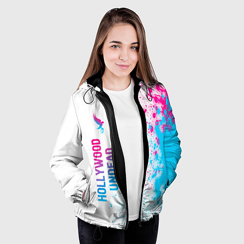 Женская куртка Hollywood Undead neon gradient style: по-вертикали / 3D-Черный – фото 3