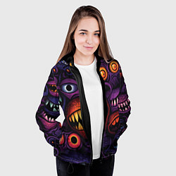 Куртка с капюшоном женская Хэллоуинские зубастики, цвет: 3D-черный — фото 2