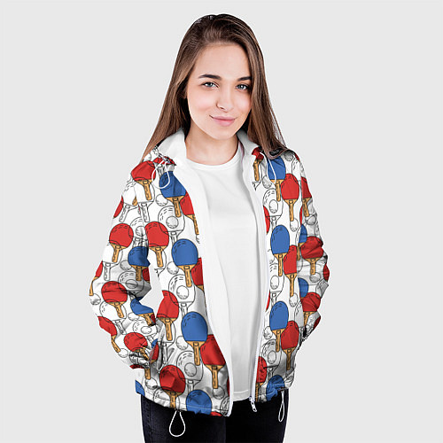 Женская куртка Настольный теннис - ракетки / 3D-Белый – фото 3