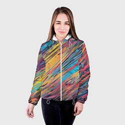 Куртка с капюшоном женская Разноцветные брызги жёлтые и голубые, цвет: 3D-белый — фото 2