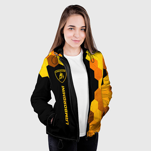 Женская куртка Lamborghini - gold gradient: по-вертикали / 3D-Черный – фото 3