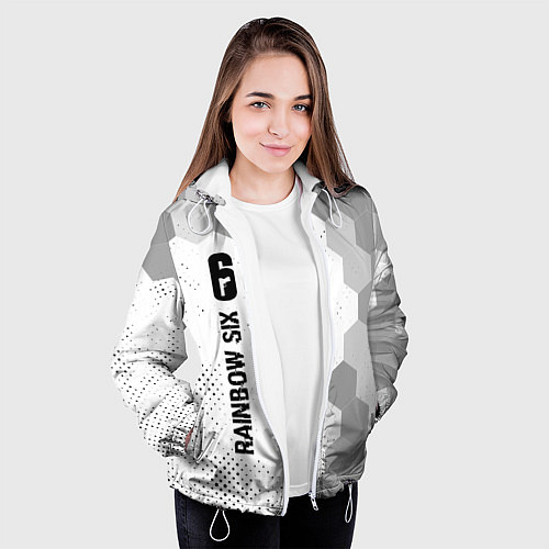 Женская куртка Rainbow Six glitch на светлом фоне: по-вертикали / 3D-Белый – фото 3
