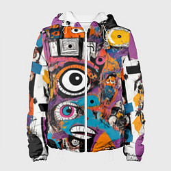 Куртка с капюшоном женская Глаз в смеси современных искусств - абстракционизм, цвет: 3D-белый