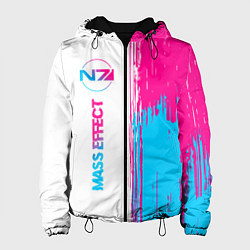 Куртка с капюшоном женская Mass Effect neon gradient style: по-вертикали, цвет: 3D-черный