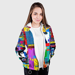 Куртка с капюшоном женская Лоскутное одеяло - поп-арт, цвет: 3D-белый — фото 2