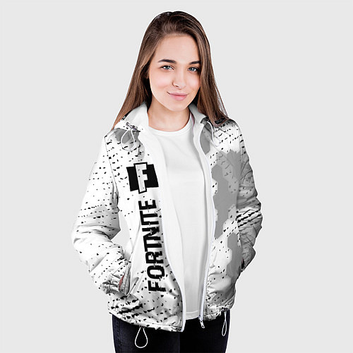 Женская куртка Fortnite glitch на светлом фоне: по-вертикали / 3D-Белый – фото 3
