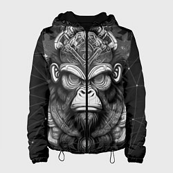 Куртка с капюшоном женская Кинг Конг король обезьян на фоне созвездия, цвет: 3D-черный