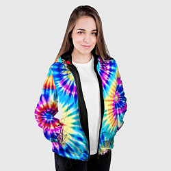 Куртка с капюшоном женская Красочная композиция - тай-дай, цвет: 3D-черный — фото 2