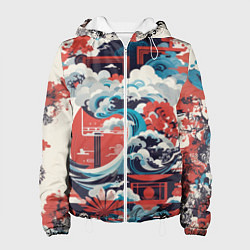 Куртка с капюшоном женская Рисунок в Японском стиле, цвет: 3D-белый